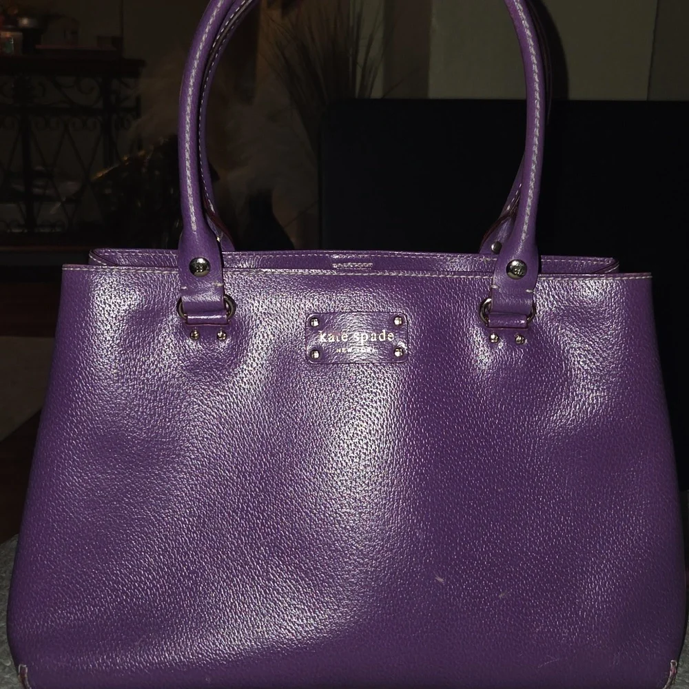 Kate Spade Purple Pebbled Leather Tote - Picture 1 of 12